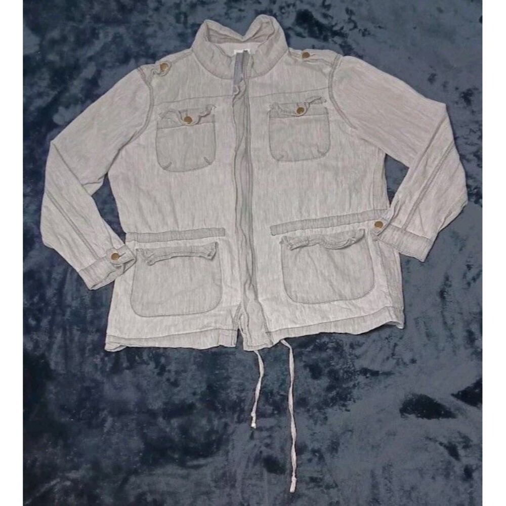 Ellison Ultility Cargo Military Jacket L Light Wash Gray Coastal Gorpcore Boho